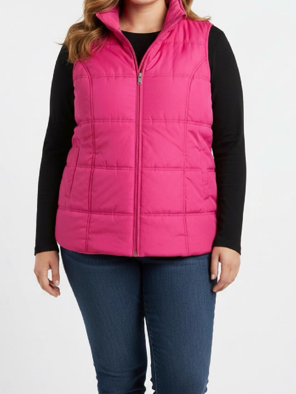 Women's Quilted Sleeveless Puffer Vest - Hot Pink 1 X